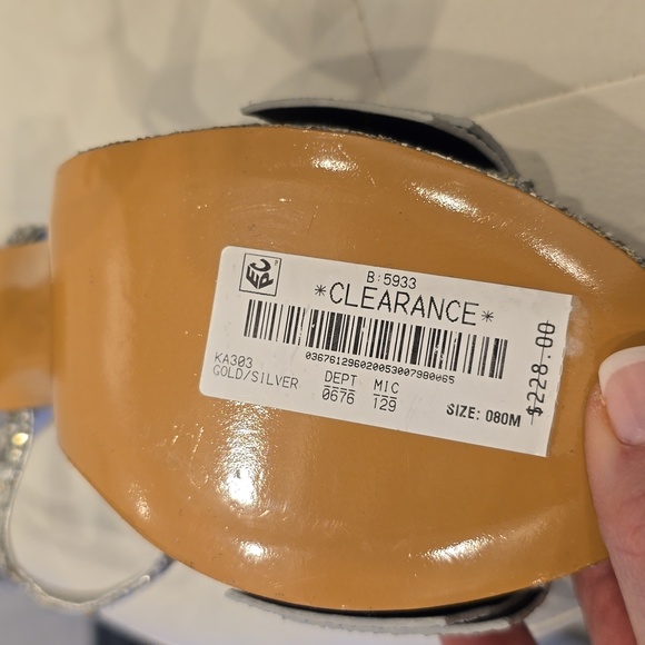 KATE Spade Glitter Miya Silver Cinderella 8 Sandals Heels Rhinestone Shoes NEW - Picture 8 of 13